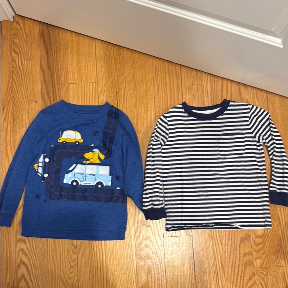Blue and White Kids Long Sleeve Shirts